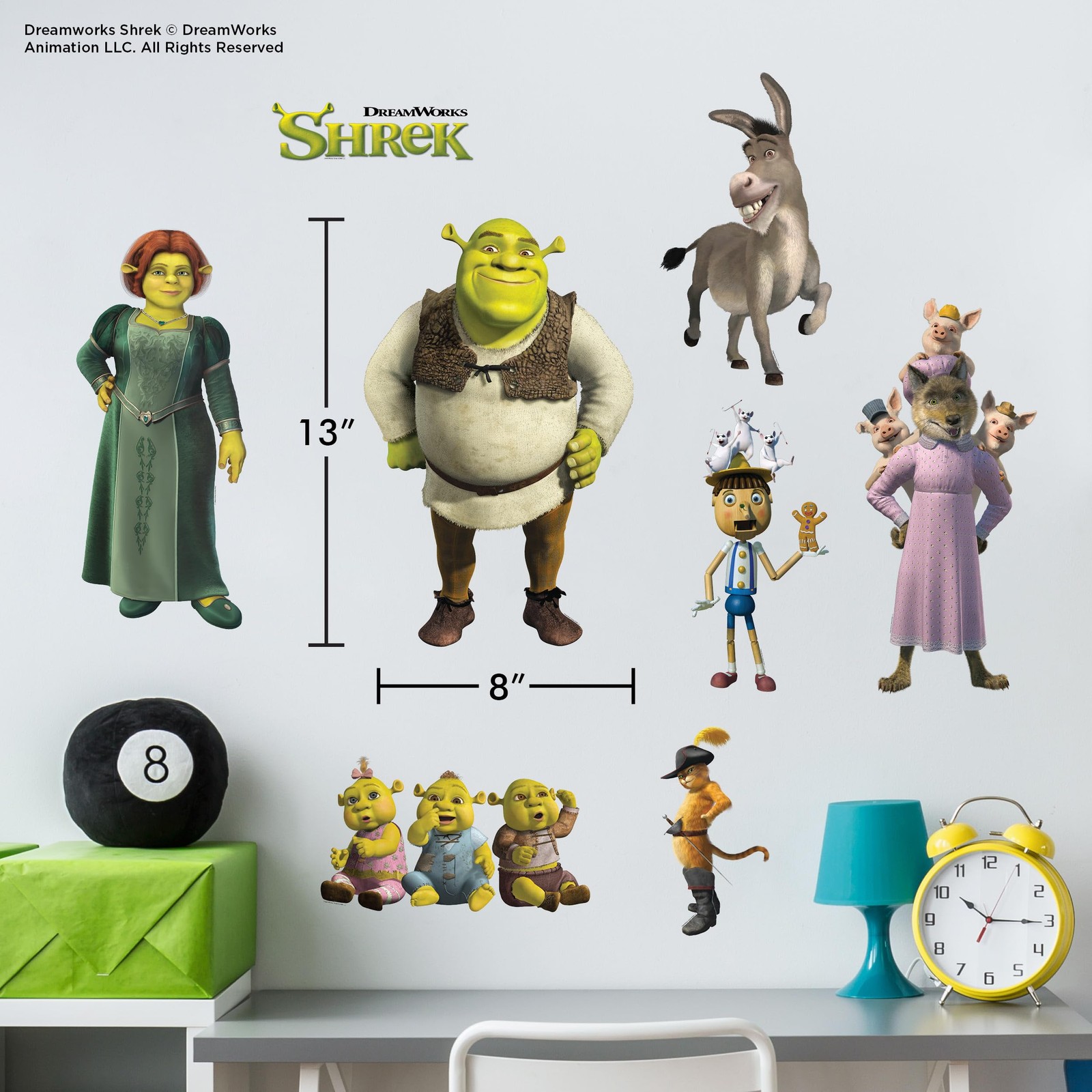 DreamWorks Shrek Wall Decals – Set of 8 Vinyl Stickers for Bathroom Nursery B…