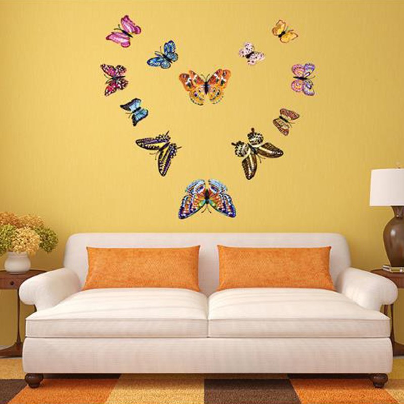 12Pcs – 3D/Luminous Butterfly Wall Stickers Double Layer Decals Home Art/ Decor