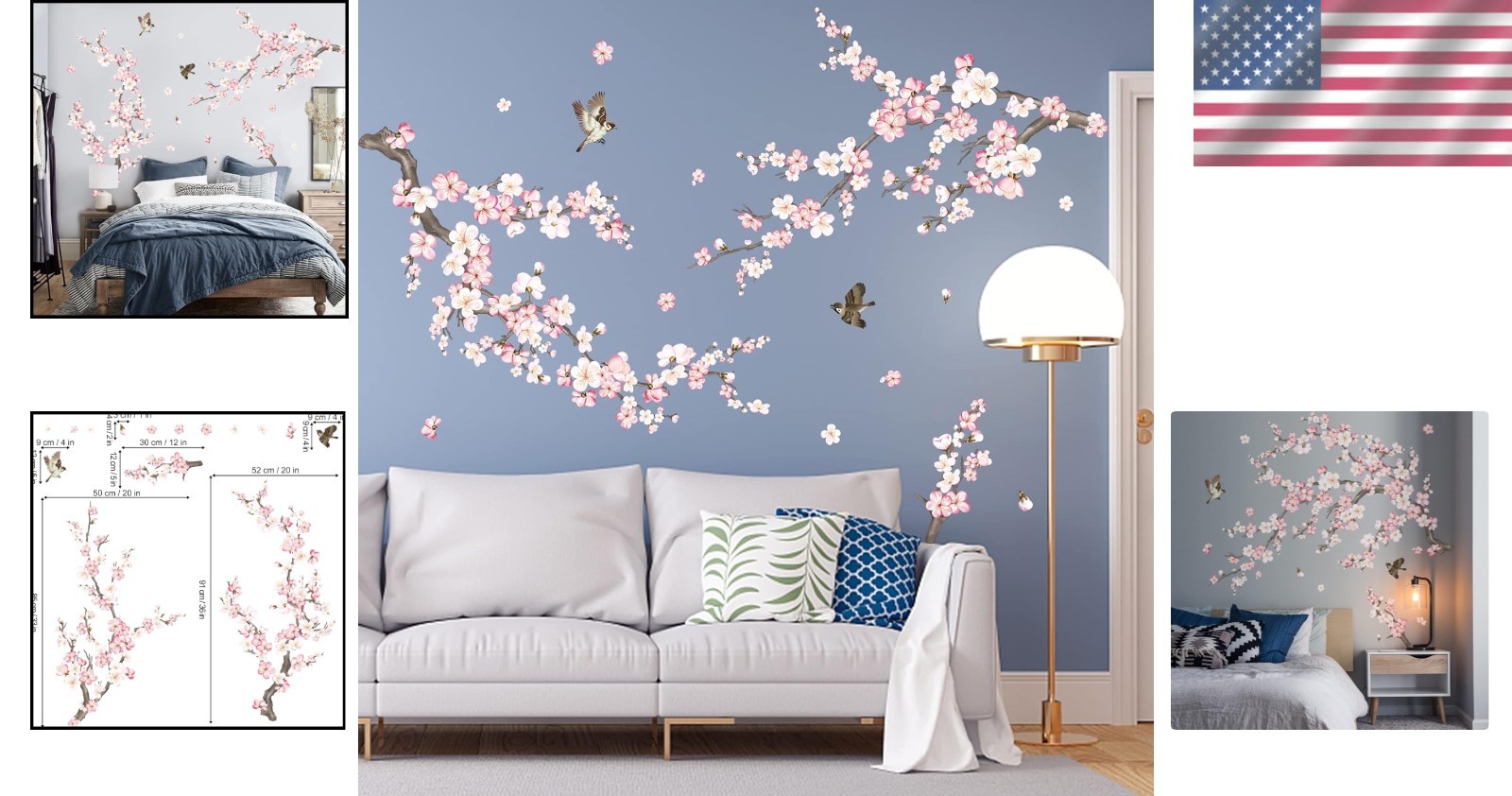 Waterproof Cherry Blossom Wall Art Stickers for Effortless Room Transformation