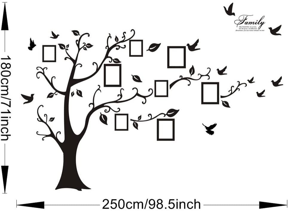 Large Family Tree Wall Deccor for Living Room, DIY Black Photo Frame Tree Wal…