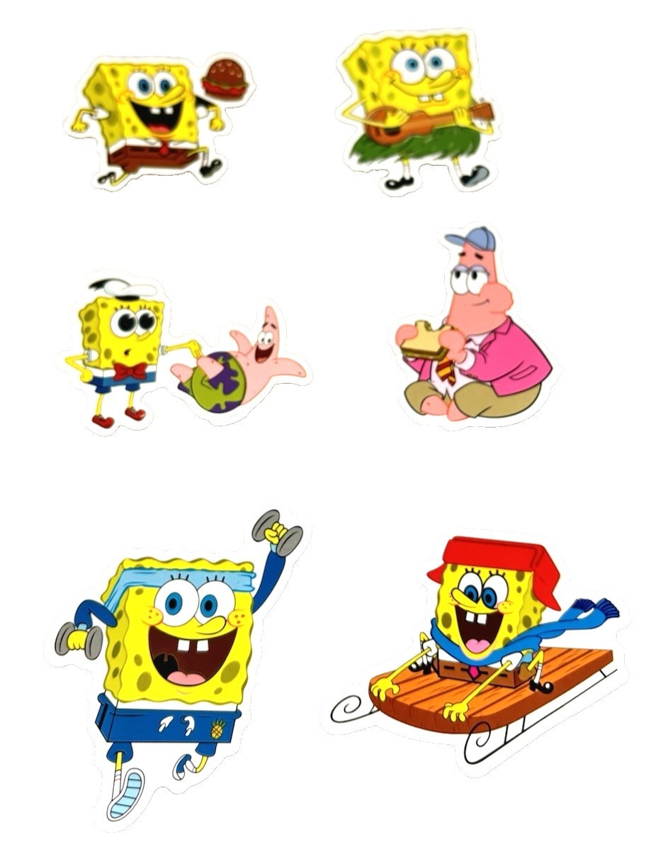 SpongeBob SquarePants 6pc Vinyl Stickers Lot Cartoon Water Bottle Laptop Decals