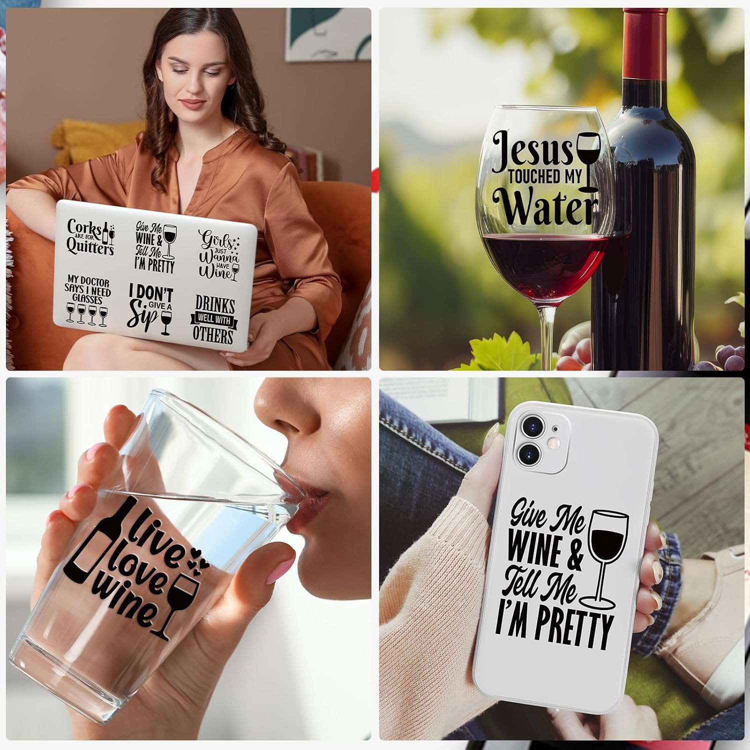 20 Sheets Funny Wine Quotes UV DTF Cup Wrap, Cold UV DTF Stickers | Humorous Din