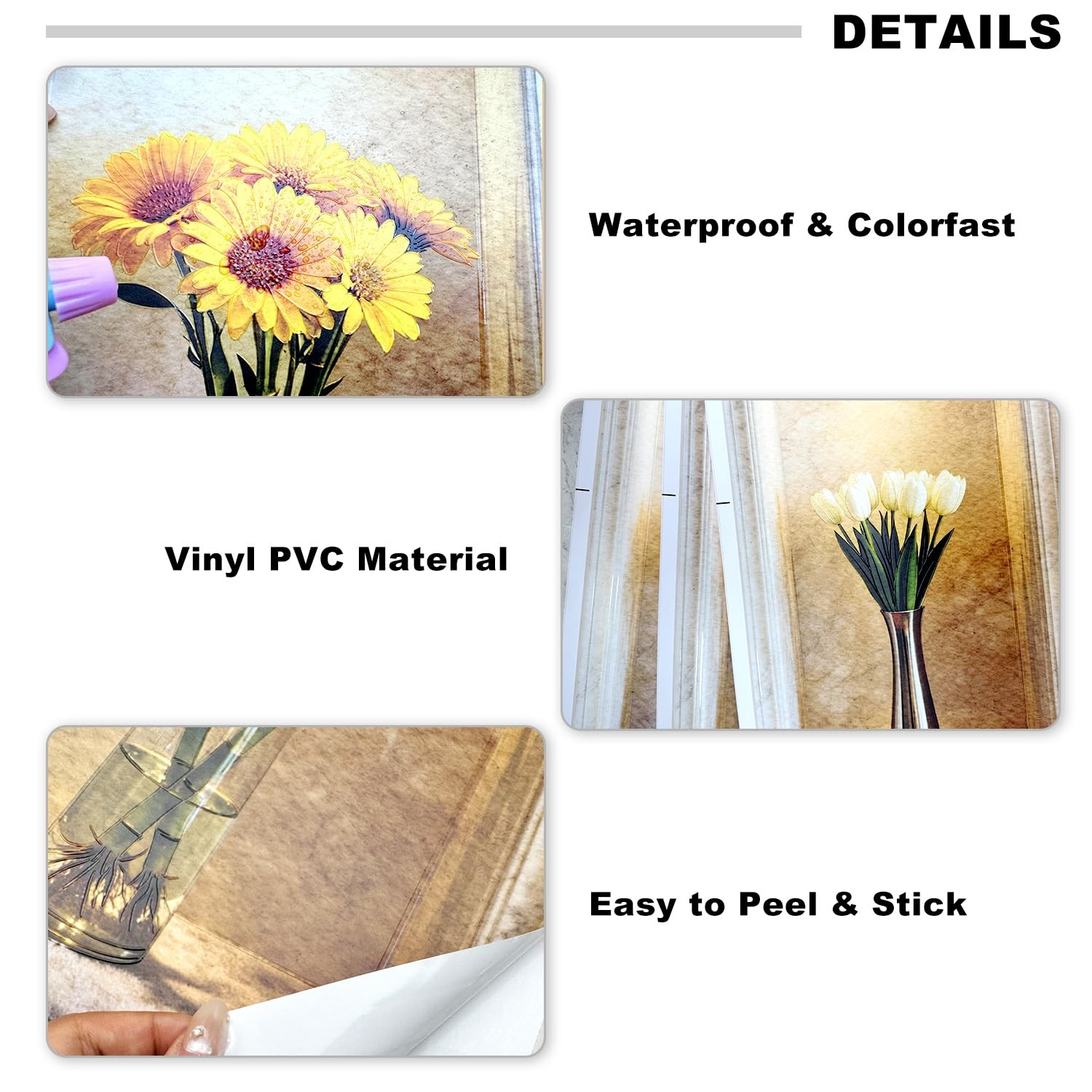 3 Sheets 3D Vase Wall Stickers, Vinyl Flower Plant Vase Wall Decals Peel and …