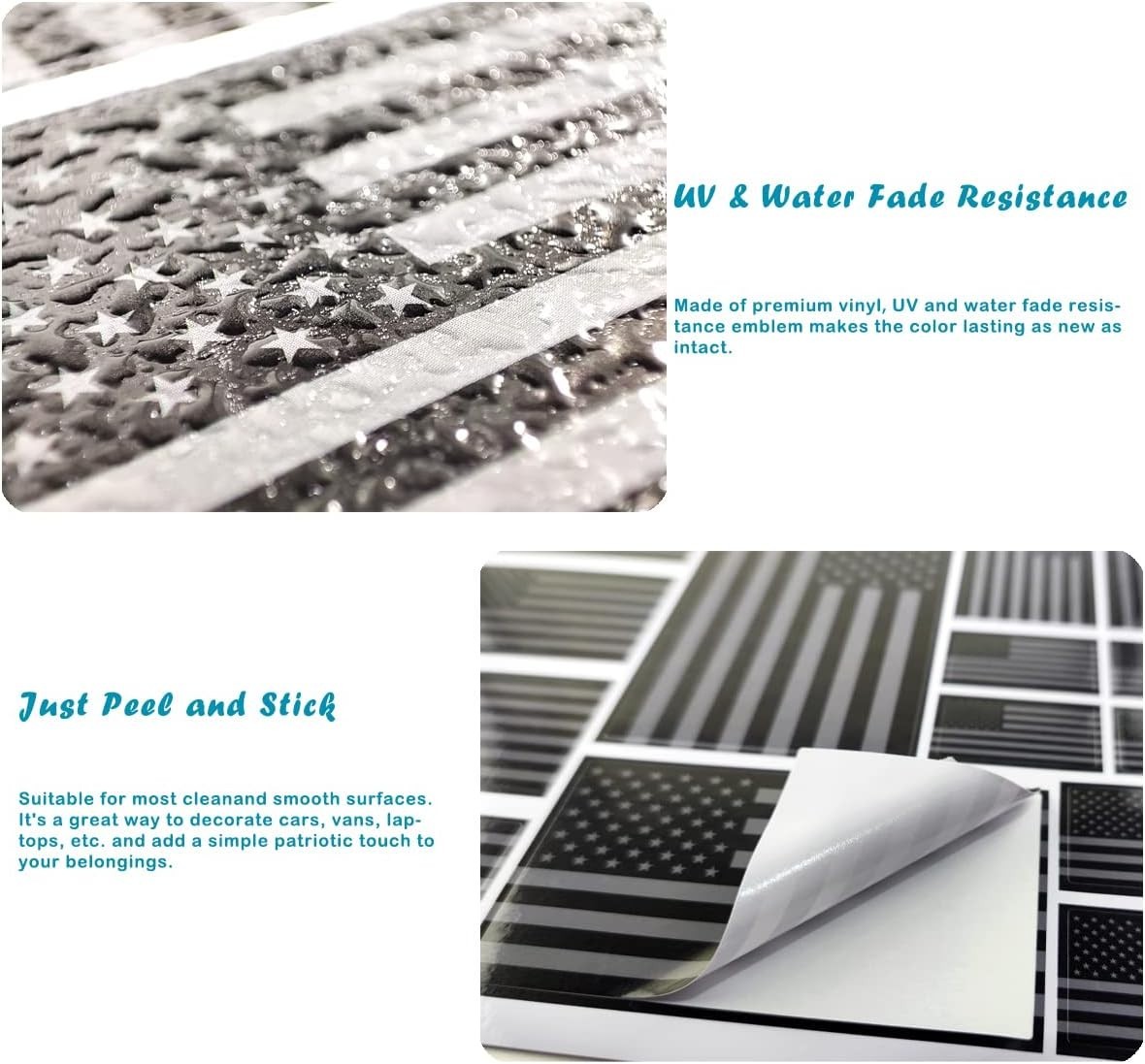 Black American Flag Sticker Decal in Multiple Sizes, 3 Pack, 11.7 x 8.3 Inches