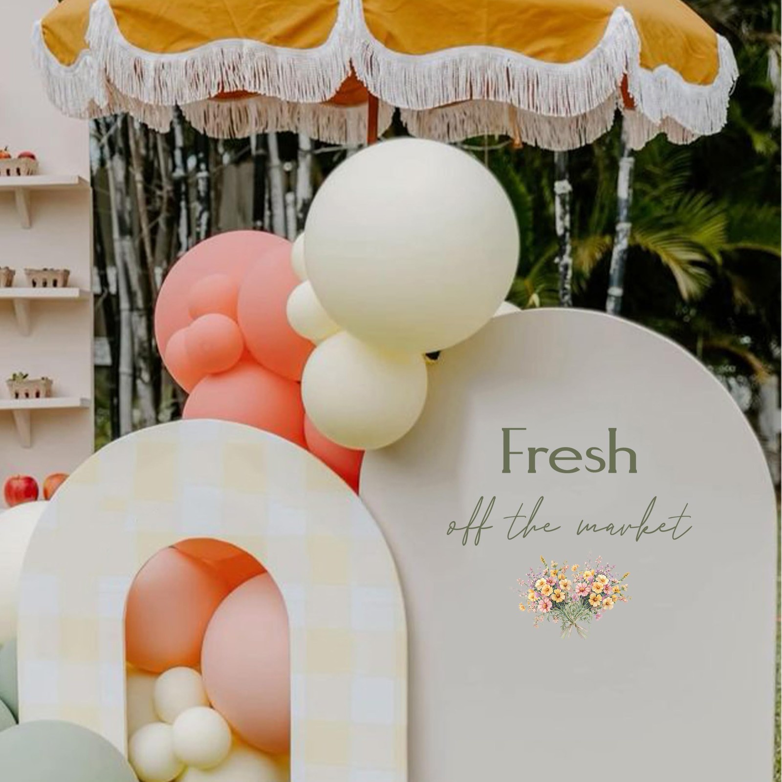 Fresh Off The Market Decal – Bridal Shower Backdrop Arch Decal Farmers Market…
