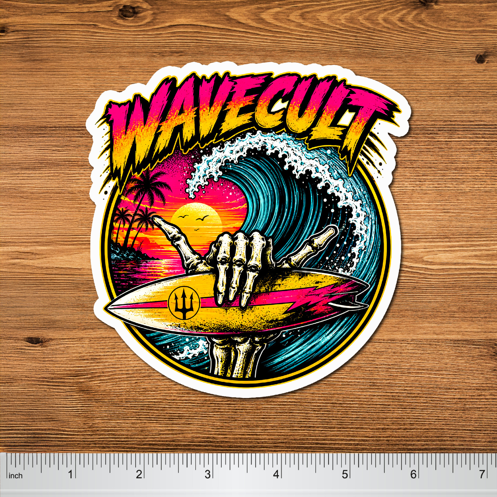 Surfing Sticker Wave Cult 5" 2 Pack Waterproof Die Cut Glossy Vinyl Decal