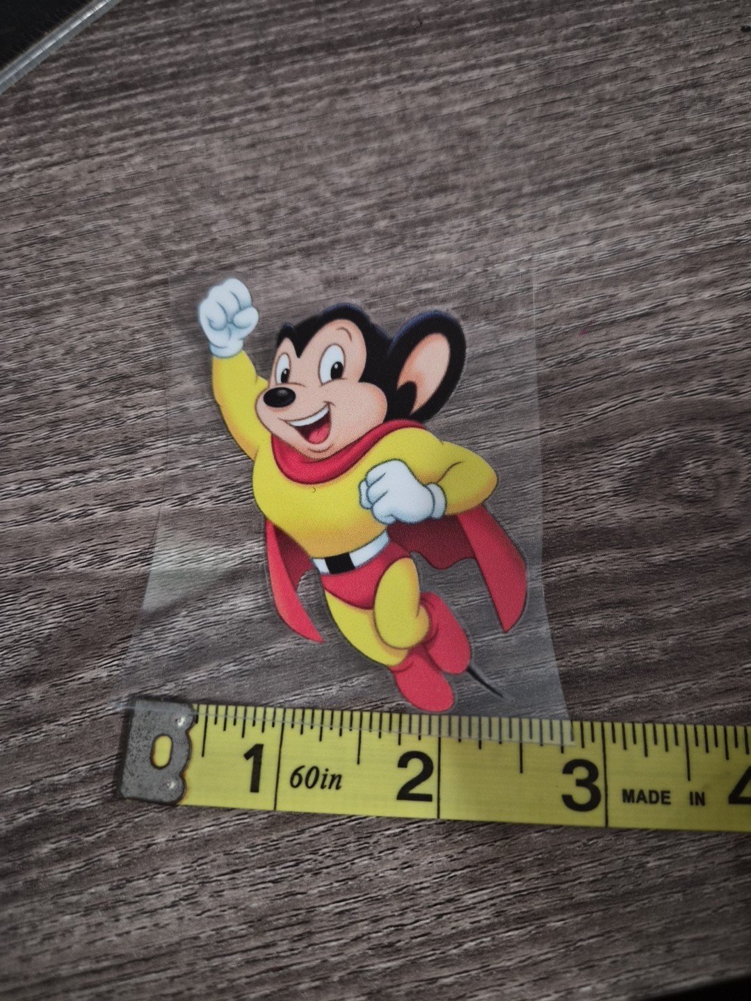 Mighty Mouse Flying Retro Cartoon UV DTF Decal Sticker Waterproof Made In USA