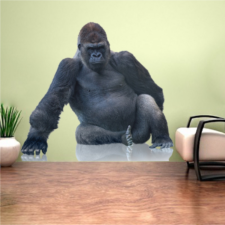 Gorilla Wall Decal Mural Pose Art Safari Wildlife Jungle Animals Animal Art, c05