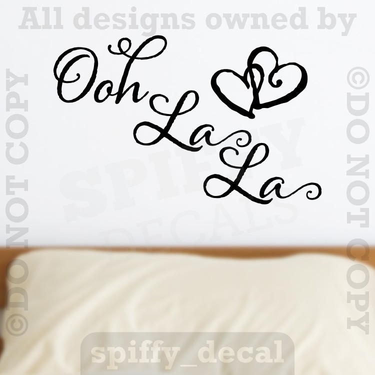 OOH LA LA Paris France Hearts Love Quote Vinyl Wall Decal Decor Art Sticker