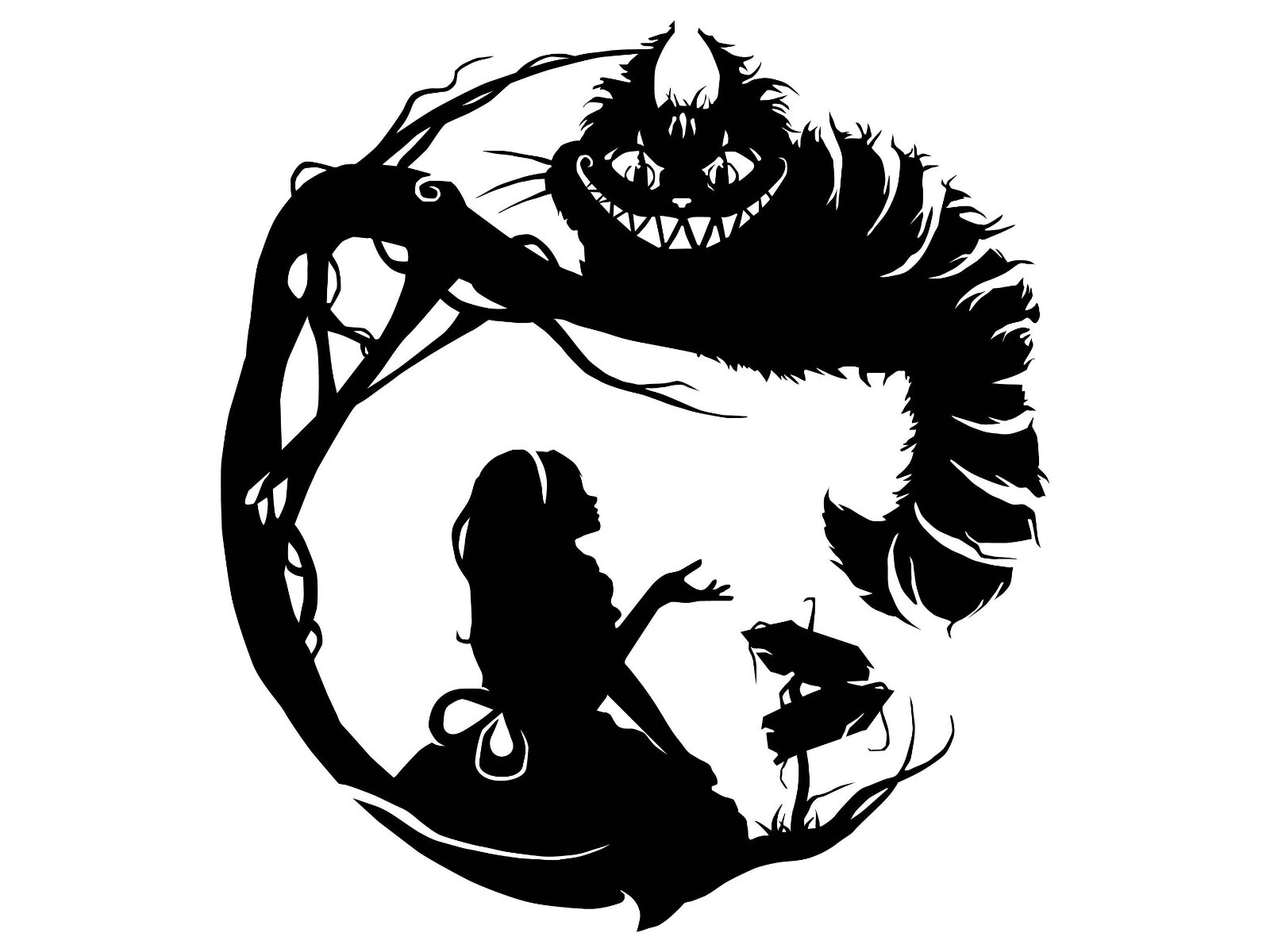 Alice in Wonderland Alice and Cheshire Cat Vinyl Decal