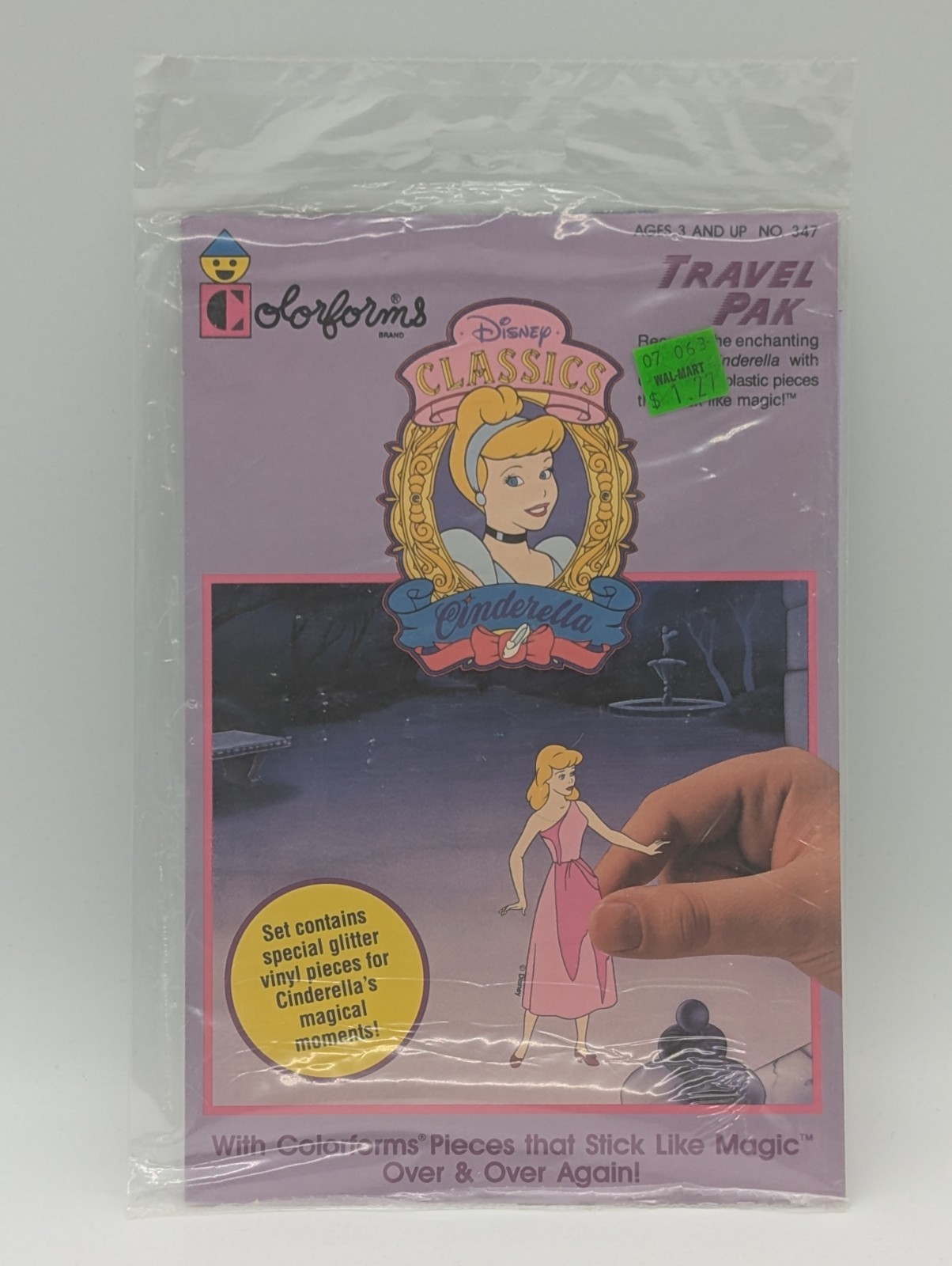 Colorforms Travel Pak Cinderella Princess Cling Scenes Reusable Fun Glitter