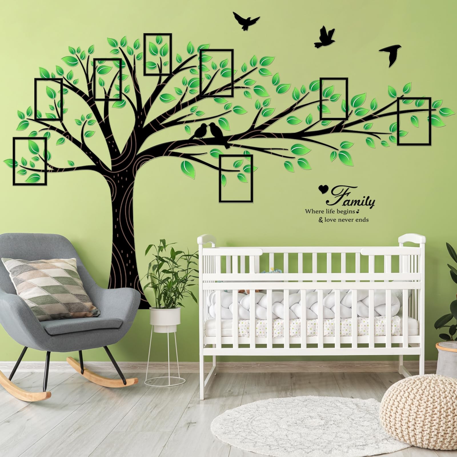 4 Sheets Large Family Photo Frame Tree Wall Stickers, DIY Leaves Family Tree …