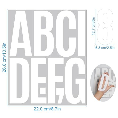 HLLNME 300PCS 5 In Letter and Numbers Stickers 30 Sheets Vinyl Self White