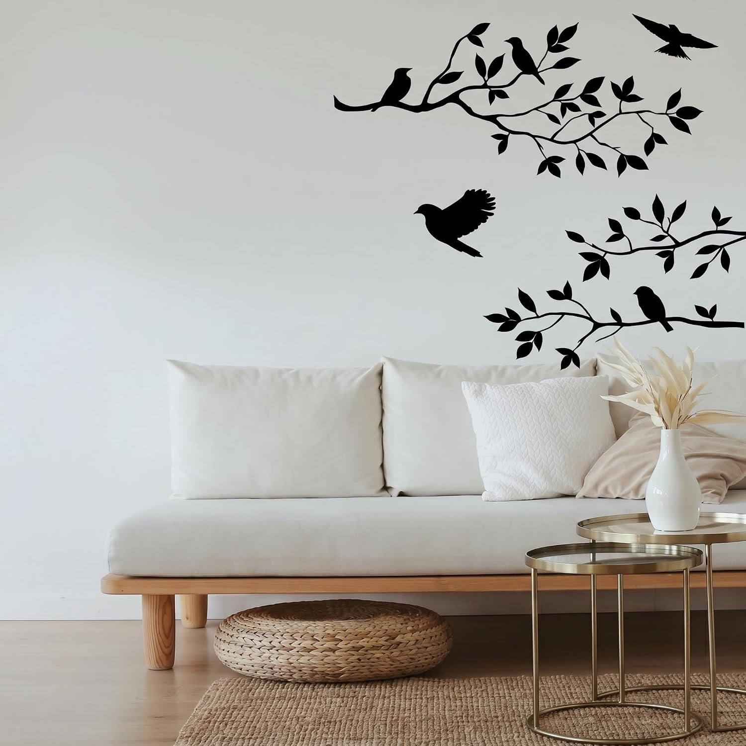 Birds and Blossoms Vinyl Wall Decal – 16" X 24" Removable Floral Bird Wall Stick