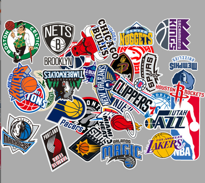 31 Pcs / Set Vinyl Stickers NBA 30 Teams LOGO Basketball Bomb Waterproof Decal