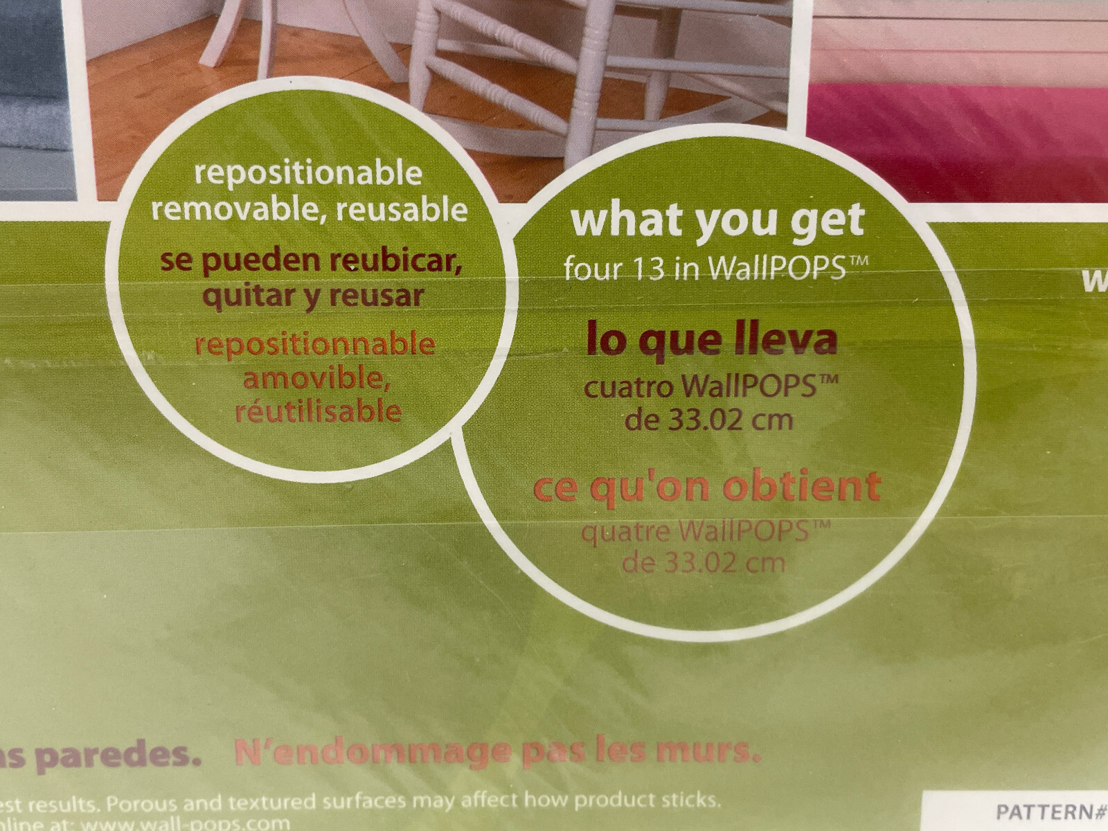 Wall Pops! 13" four large Dots self-stick removeable decals, "green poppies"