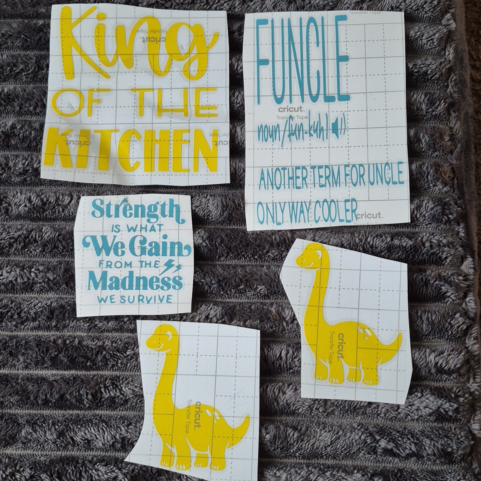 Cricut Yellow Blue Vinyl Decal Words Dinosaur for Wall Window Cup Adults Kids