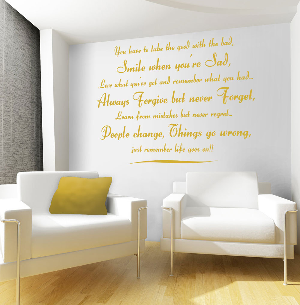 Life Goes on Quote Large Vinyl Art Wall Stickers Wall decals home decoration
