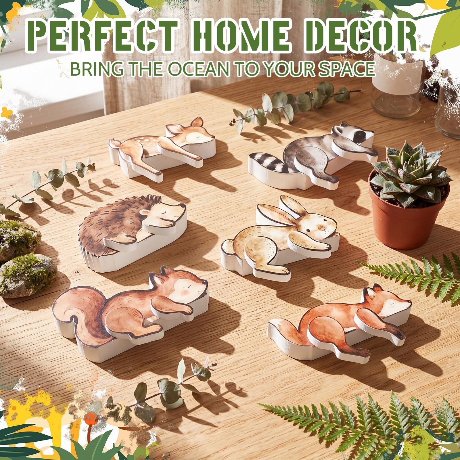 Mifoci 6 Pcs Forest Woodland Nursery Decor Wooden Animal Tabletop Centerpiece…