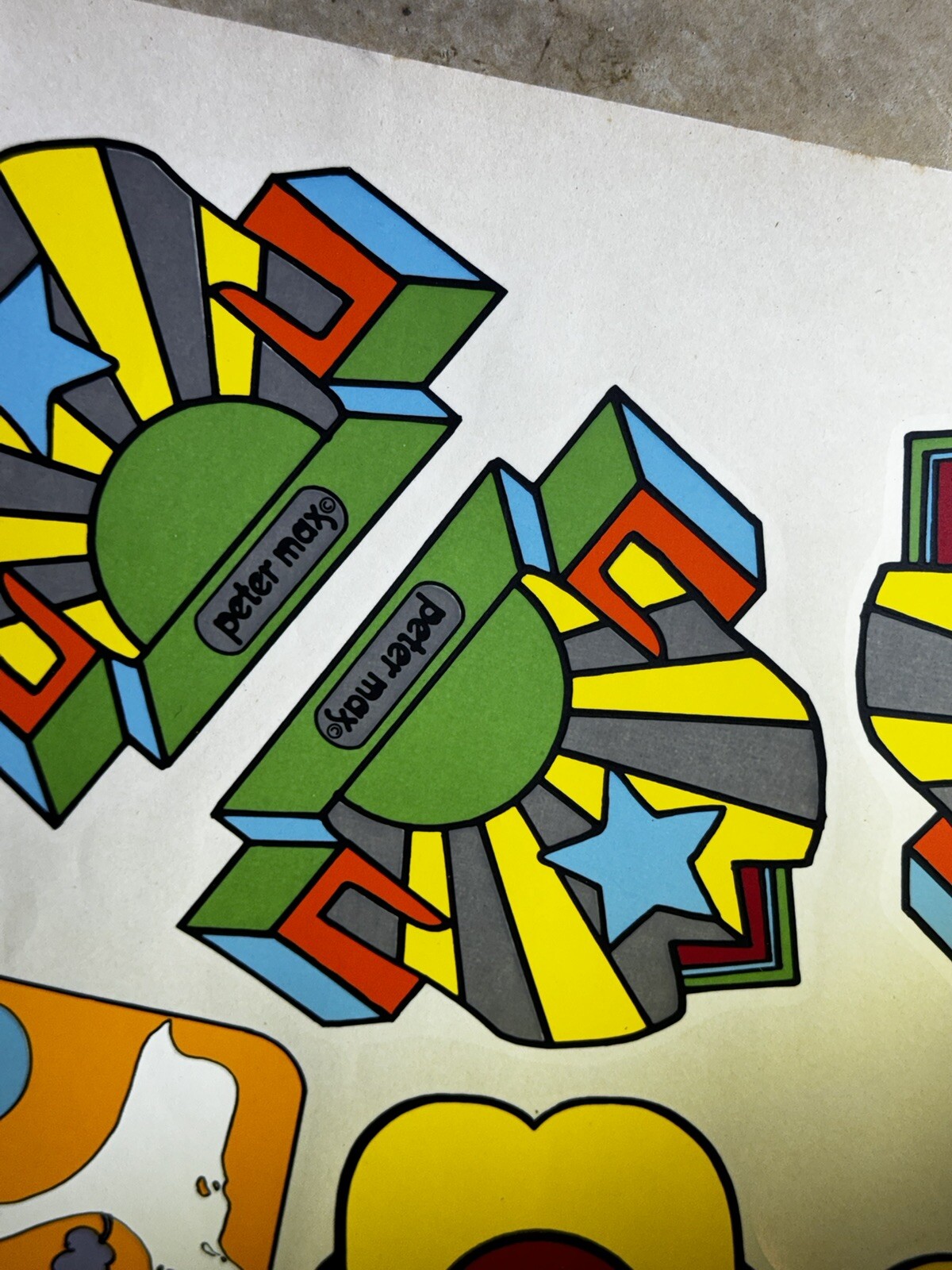 Peter Max Flower Power Decal 1970 Cookware Decals Hippie Groovy Kitchenware
