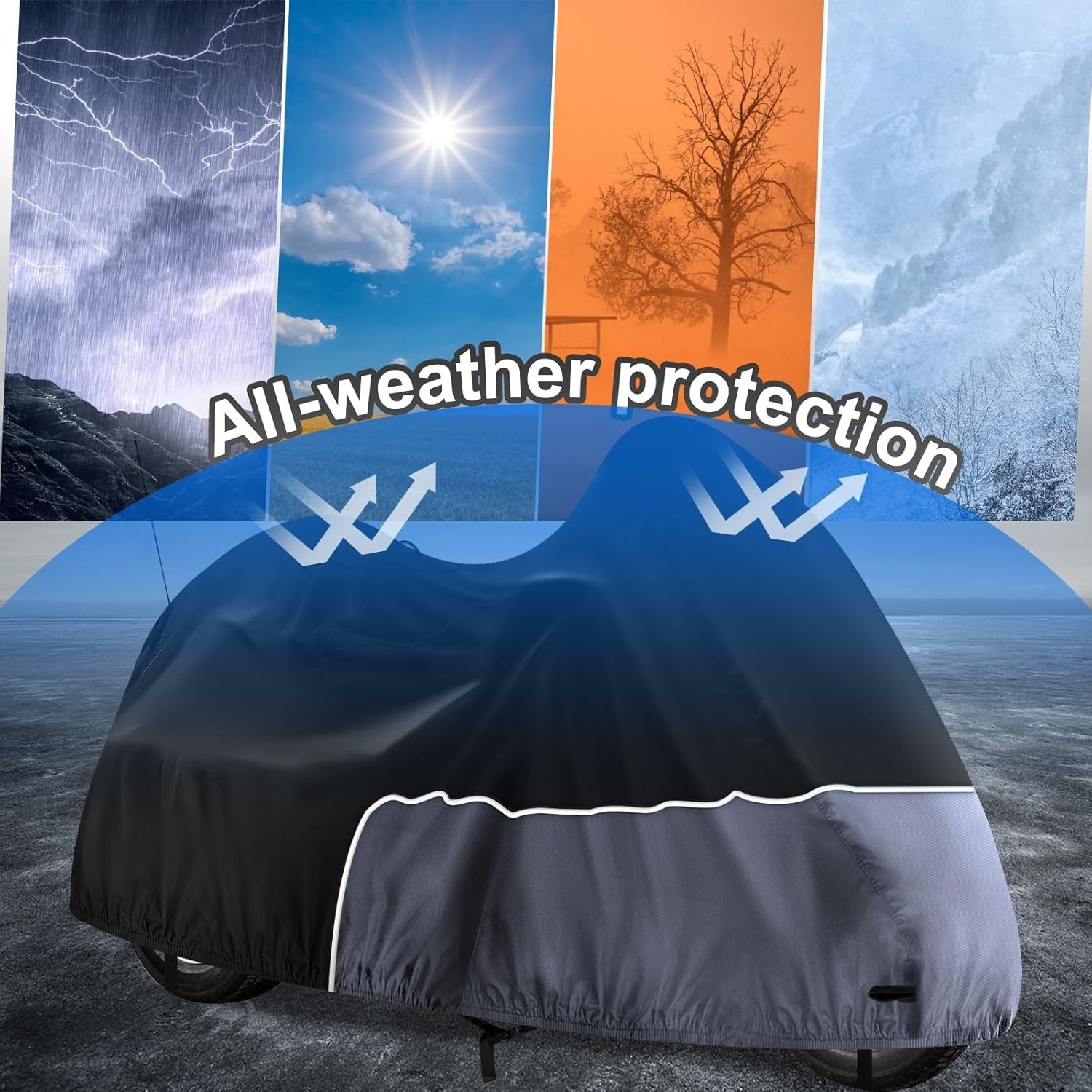 Trike Cover, Waterproof 3 Wheel Motorcycle Cover for Harley Davidson, Honda Gold