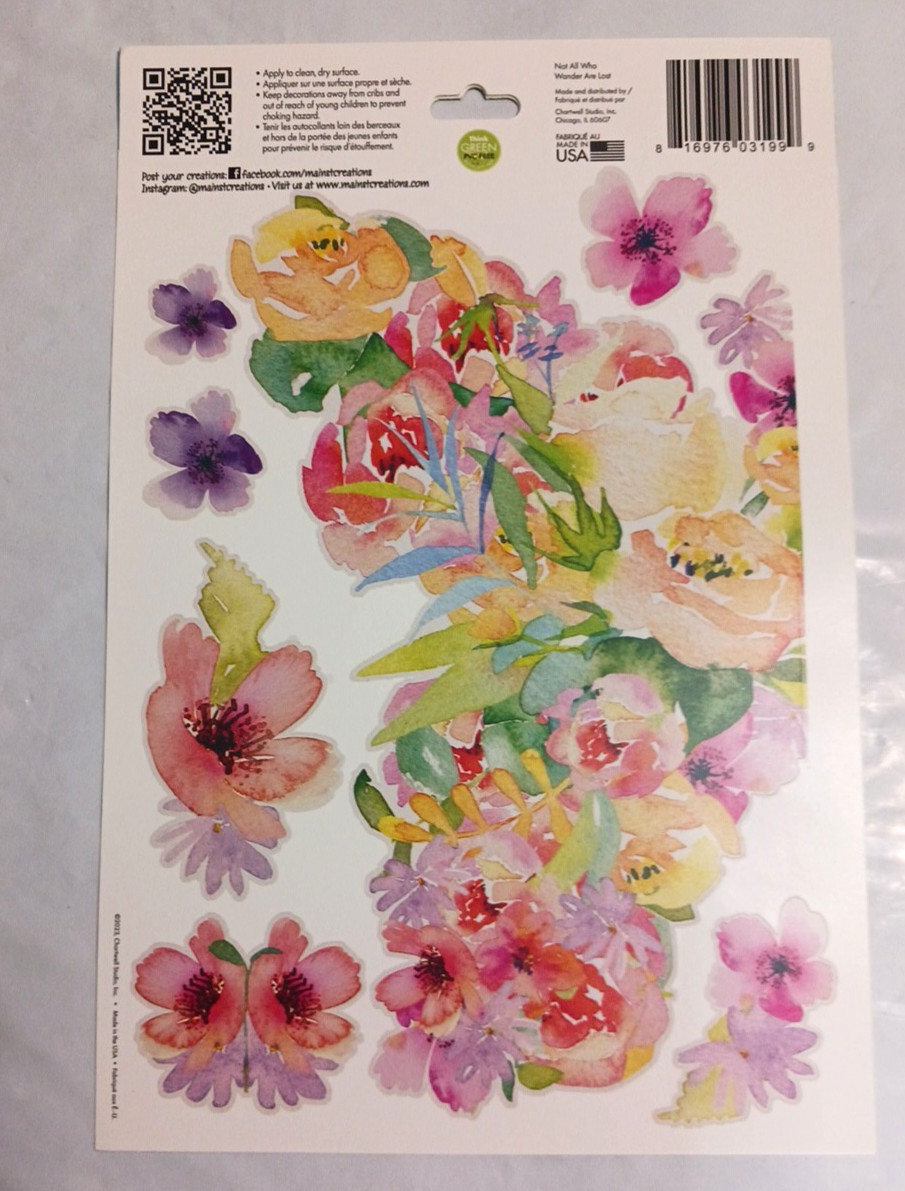 Large flower wall decal lot of 6 packs decals stickers floral decoration. peel +