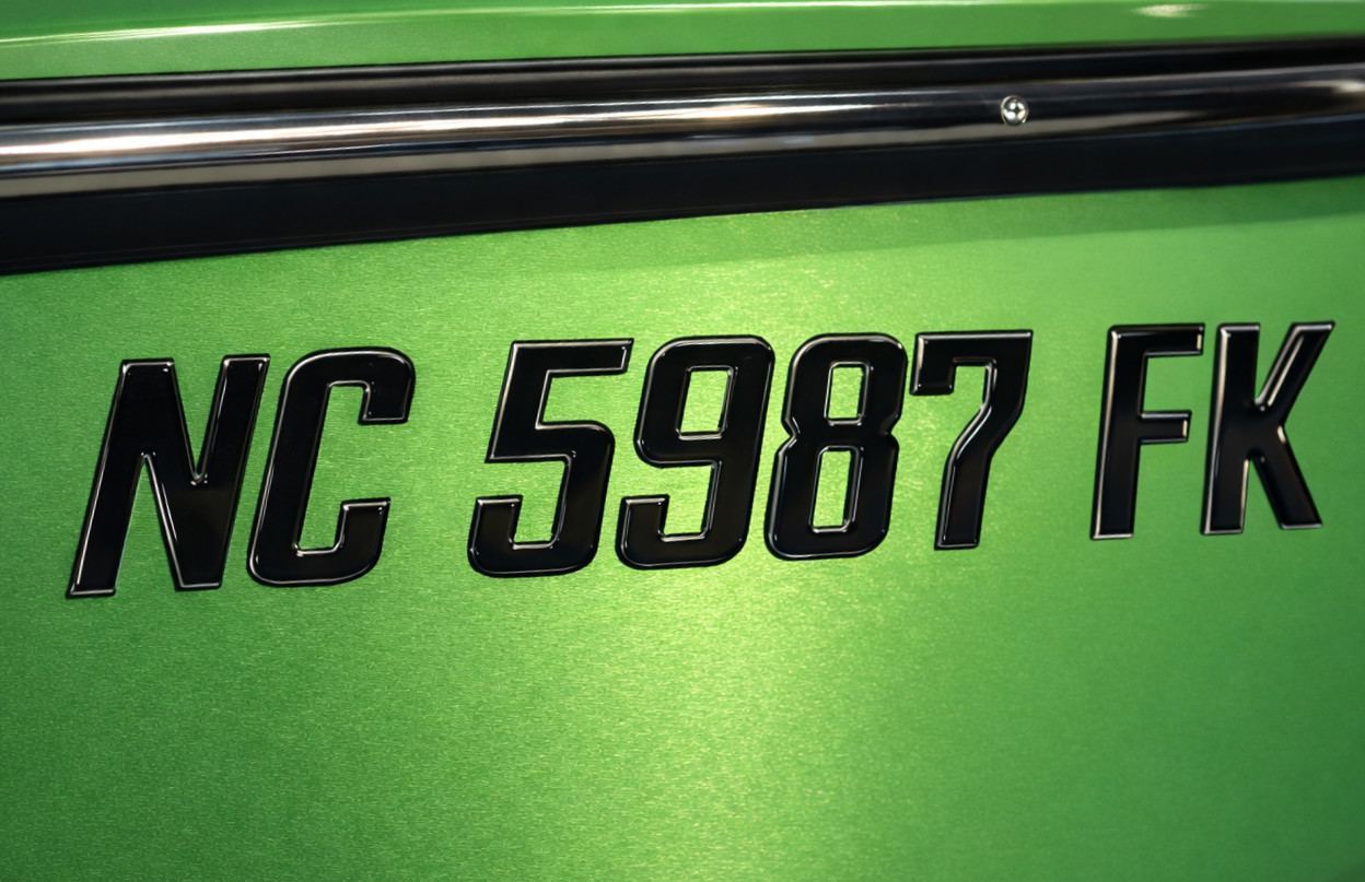 Boat Registration Numbers 3D Domed Raised Decals Black Chrome Trim Marine Grade