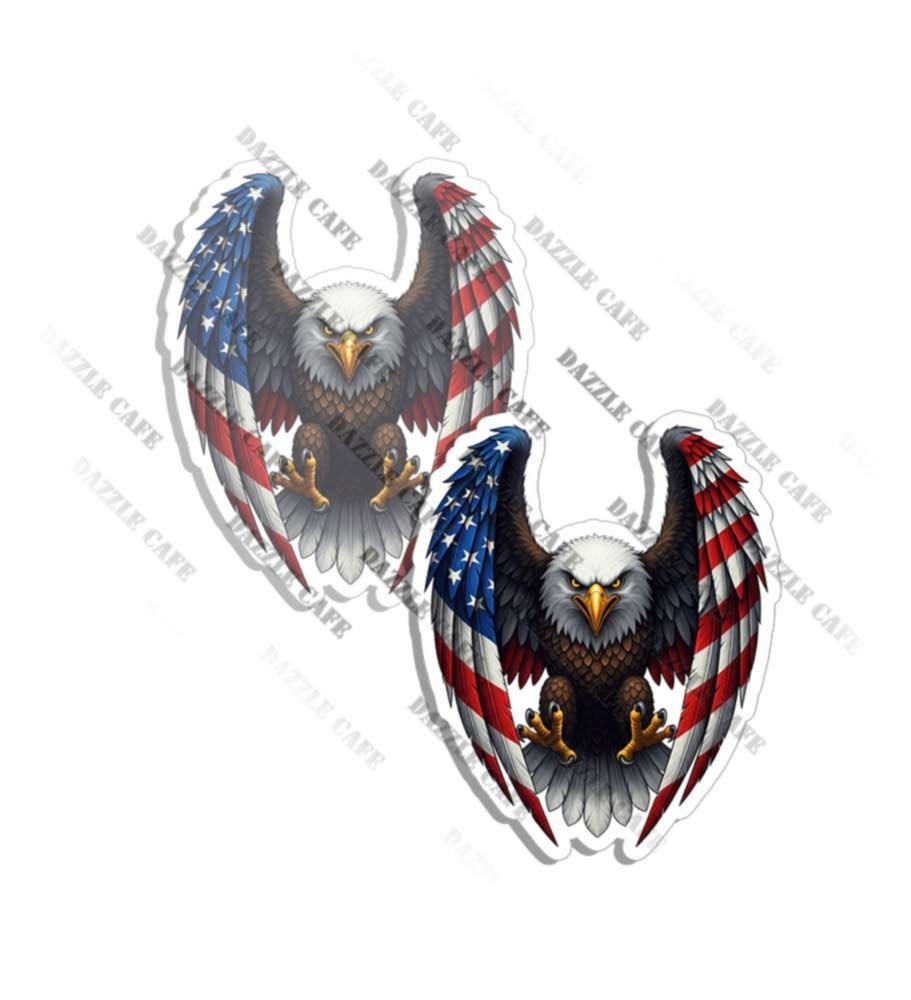 American Eagle Stickers PATRIOTIC Decals Made in USA 2 PACK