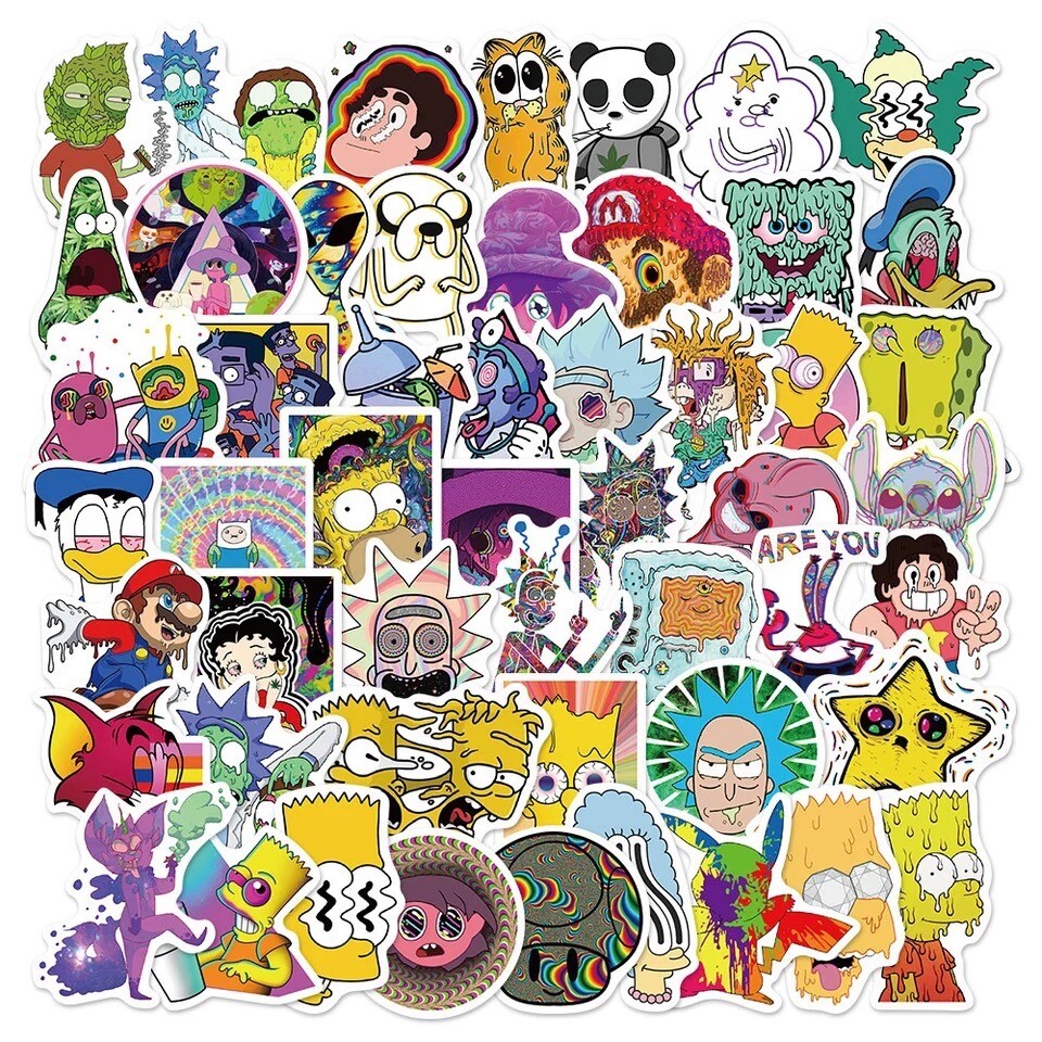 Trippy Psychedelic 50pk Stickers Mix Drippy Trippy Random Stickers Funny