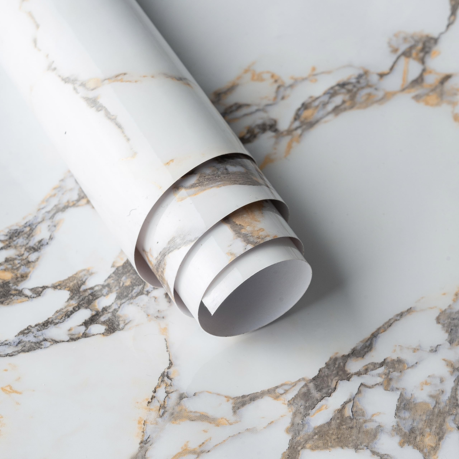 White Gold Marble Granite Contact Paper peel and stick for Kitchen Bathroom C…
