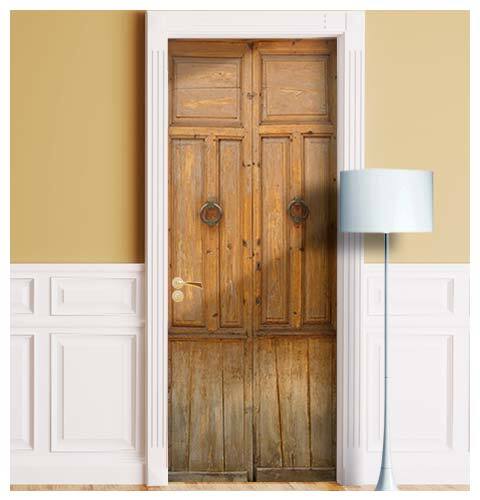Antique Wooden Front Door Mural, Peel'n'Stick, Sticker, Cover, Decal. Laminated