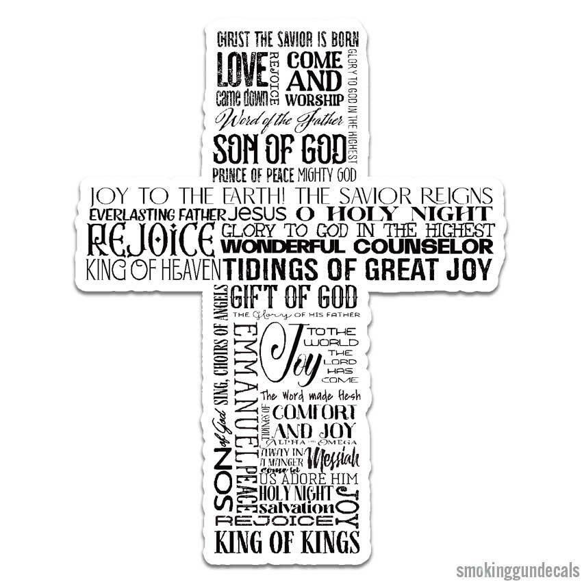 Christian Cross, Vinyl Decal Sticker, Indoor Outdoor, 3 Sizes, #12714