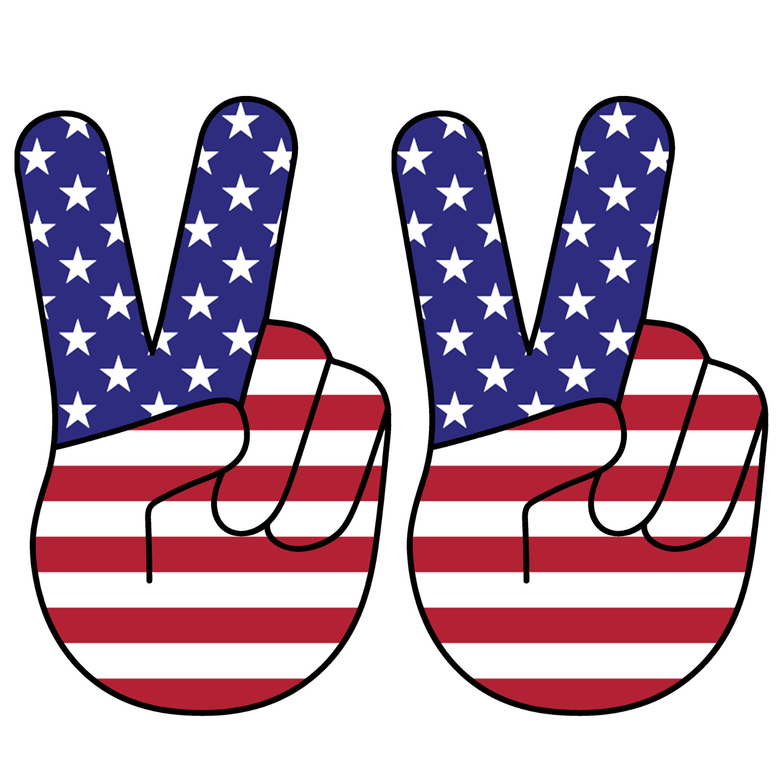 2x United States of America Peace Sign Hand Fingers Flag Stickers 3 Inch Decals