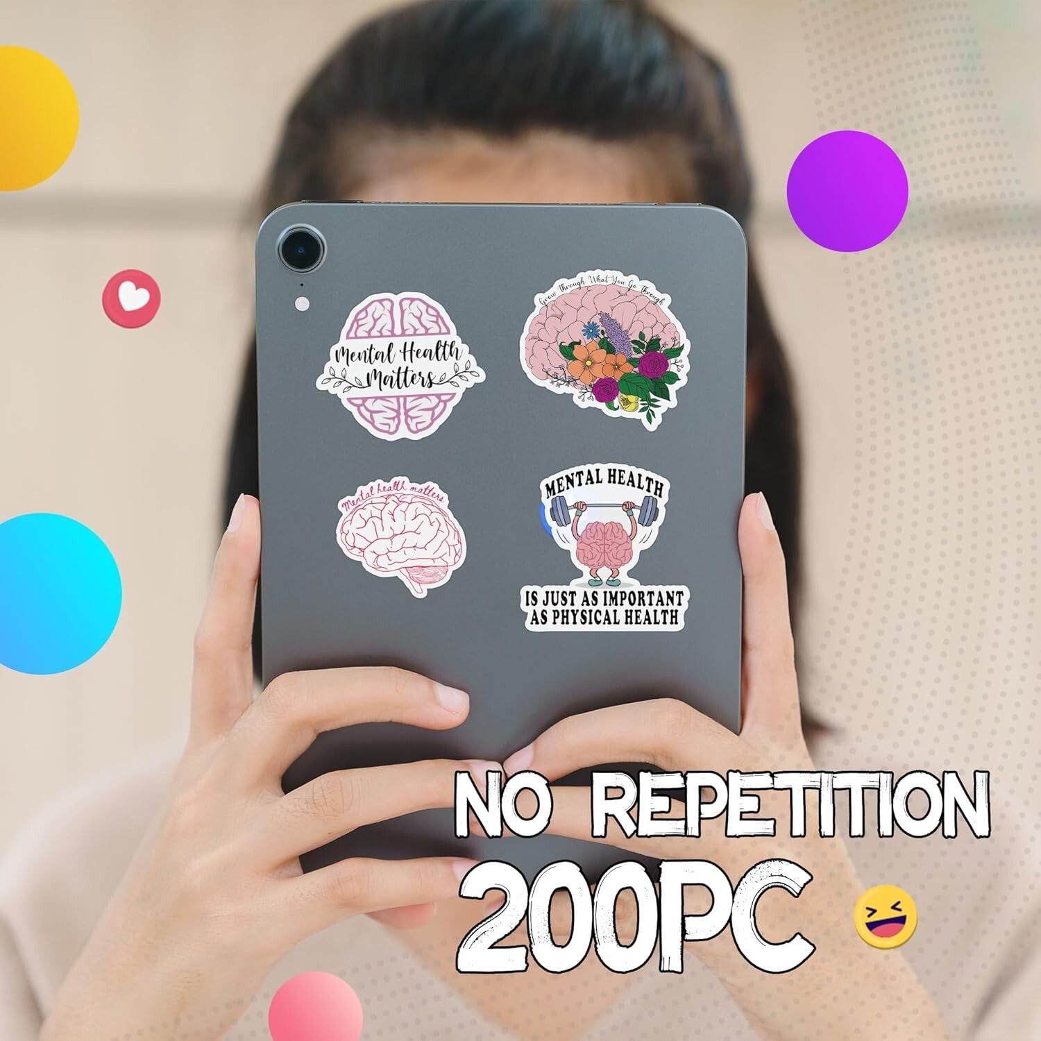 200pcs Mental Health Stickers Decals, Mental Health Awareness Stickers Bundle