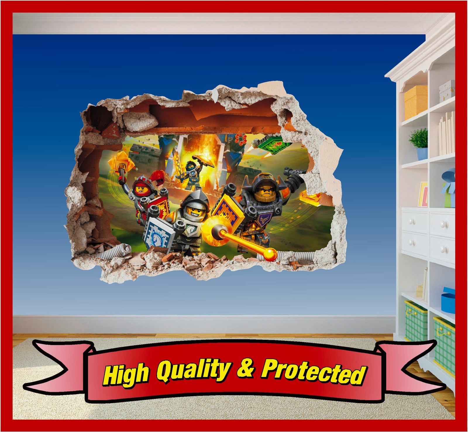 Lego Nexo Knights Hole in Wall – Printed Vinyl Sticker Decal Children Boys Girls