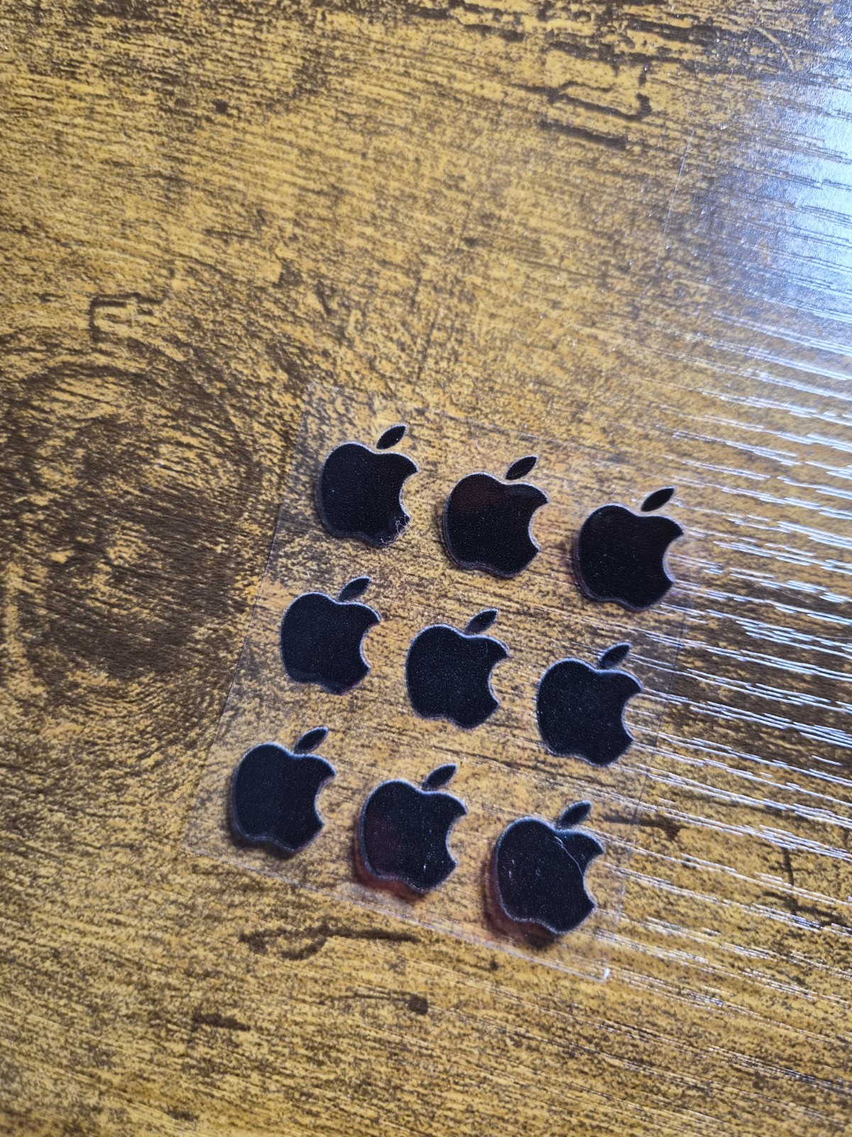 9 pc. Apple Logo Black 5/8 in tall UV DTF Decal Sticker waterproof USA