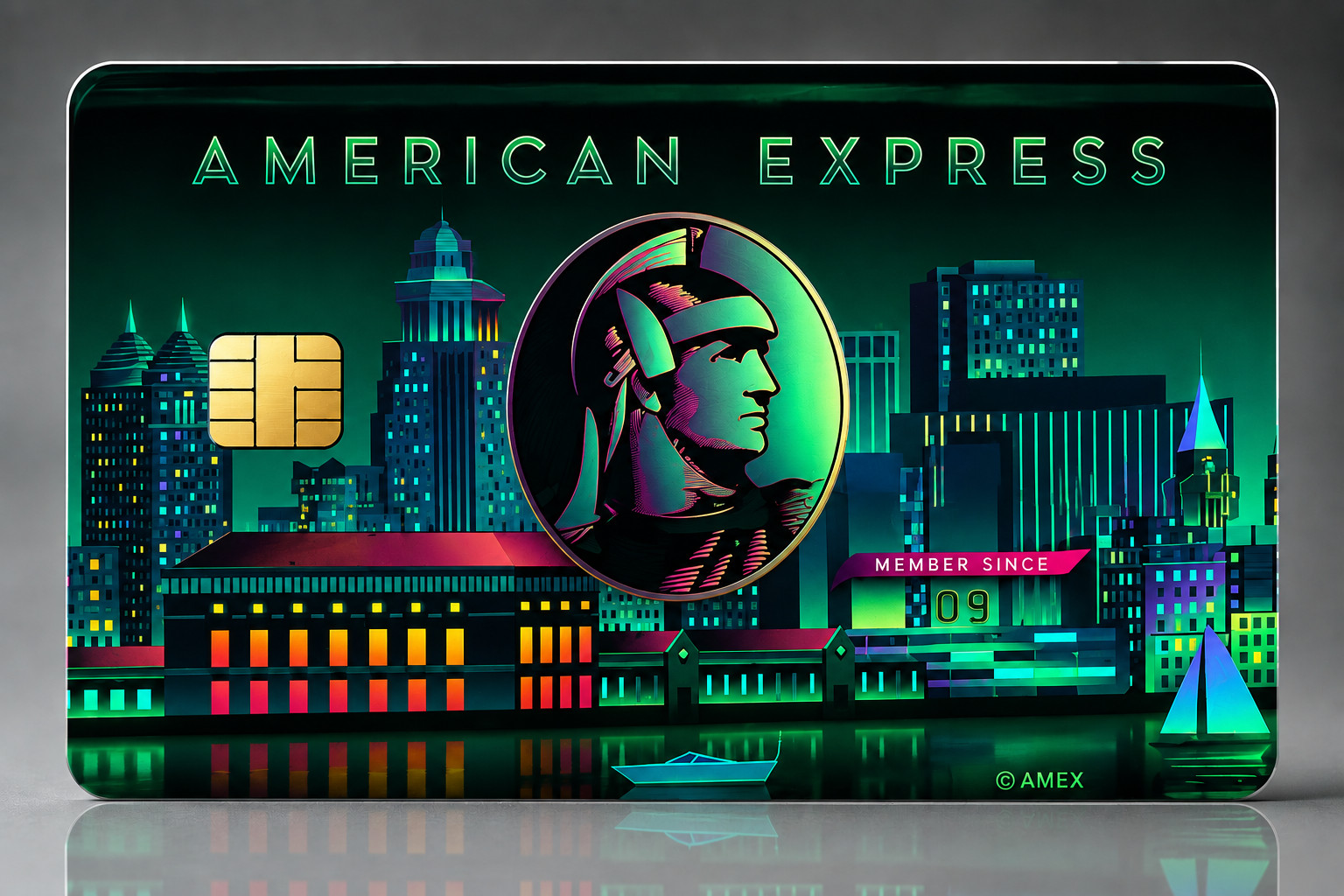 Amex Neon Green Cyberpunk Credit Card Skin Debit Card Vinyl Sticker Wrap