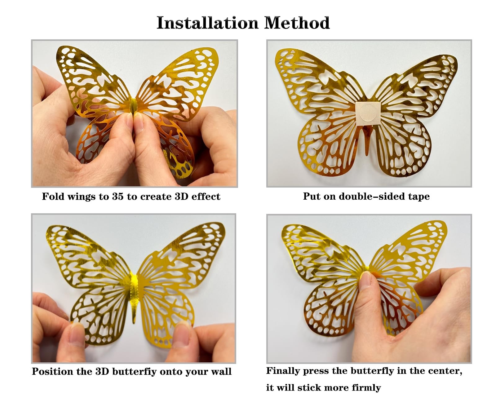 72 piezas 3D mariposa decoración de pared para dormitorio fiesta manualidades