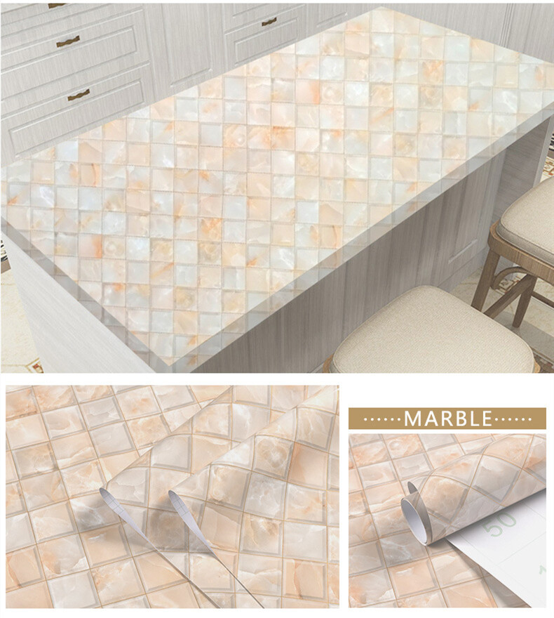 Self Adhesive Cabinet Wallpaper Oil-proof Waterproof Wall Sticker Kitchen Decor