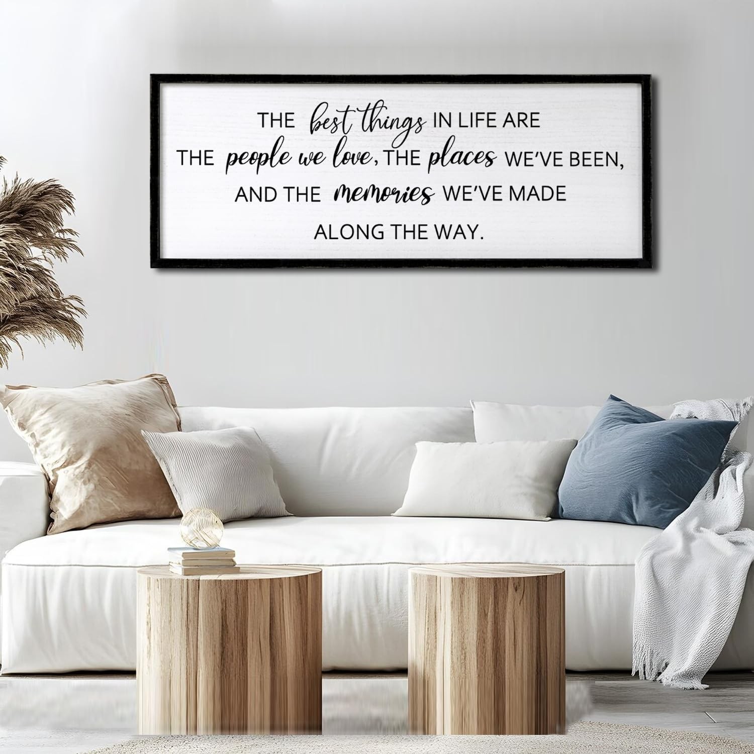 Foutcheou The Best Things in Life Wall Art, 32"×12" Framed Wood Memories