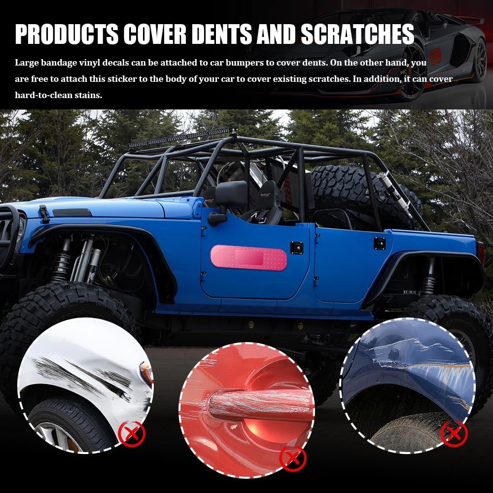 2PCS Car Bandaid Sticker, Giant Car Bumper Sticker Large Bandage Decal, Banda…