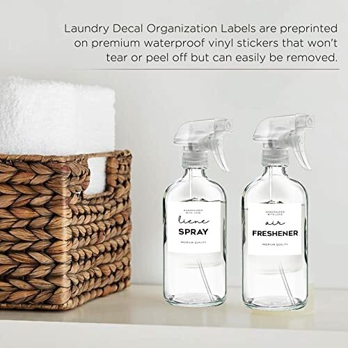 Minimalist Laundry Room Labels Set, 36 White Matte Stickers on Clear