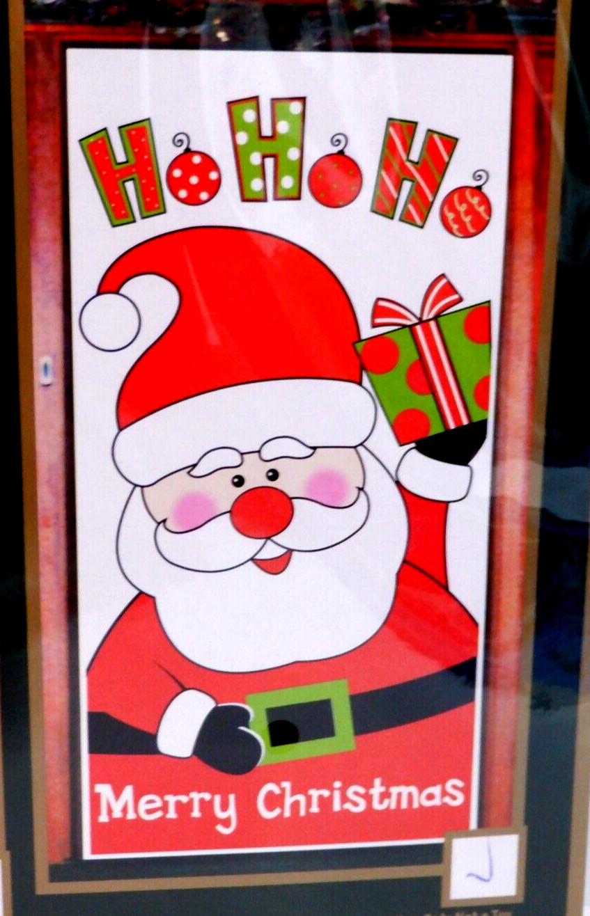 Santa Clause Merry Christmas Ho Ho Ho Door Cover 30" x 60" Xmas Plastic