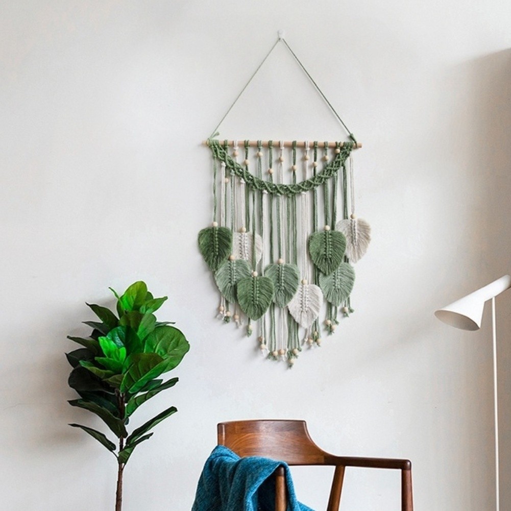for Nordic Style Leaf Tapestry 50x70CM Hand Woven Cotton Wall Hanging Decor