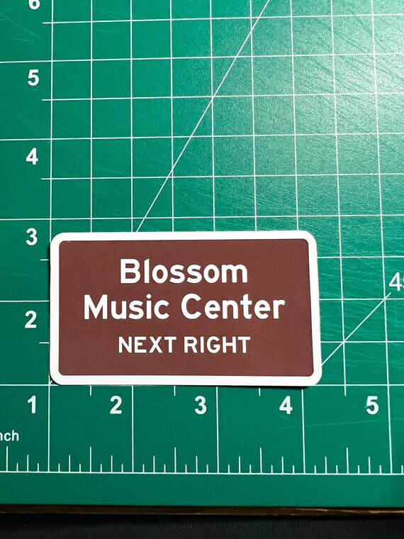 Blossom Music Center Road Sign – Laminated Vinyl Sticker – 2"x3"