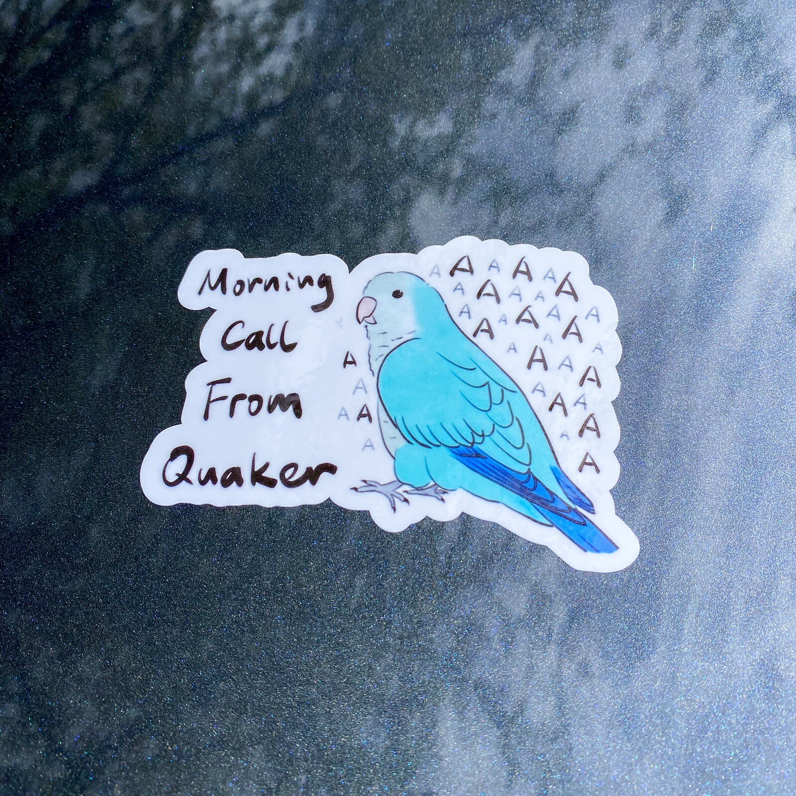 CAR Sticker Blue Quaker Parrot Monk Parrot Outdoor use/UV & Water Proof