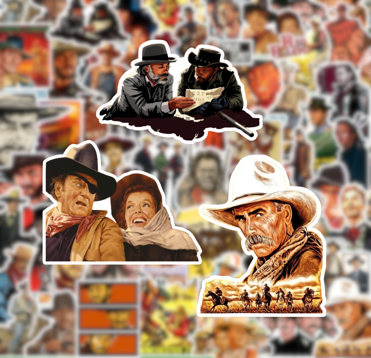25/50 Western Movie Sticker Pack-Matte Vinyl- Eastwood Good Bad Ugly John Wayne