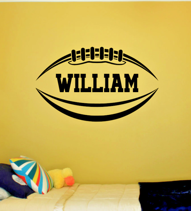 FOOTBALL PERSONALIZED W/ YOUR NAME LARGE WALL VINYL DECAL STICKER COLOR CHOICE