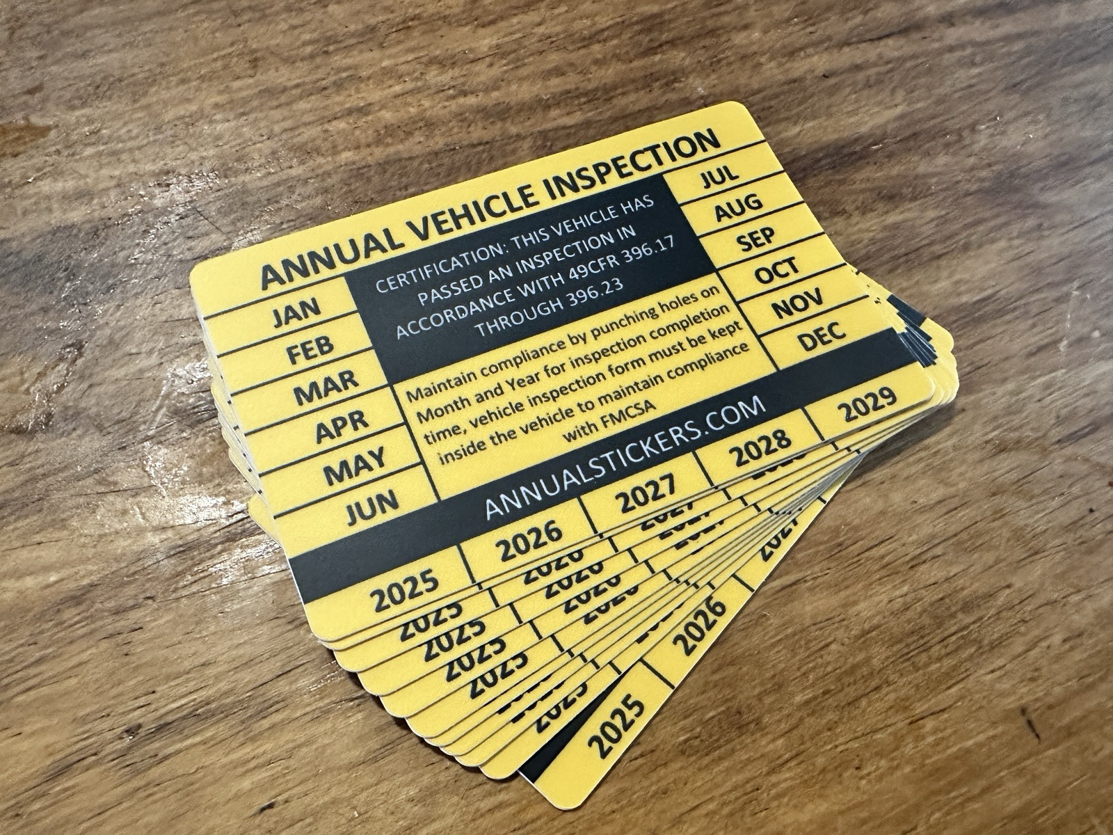 10 Pack Annual Vehicle Inspection Decal Sticker Trucks Trailers Semi Dot orange