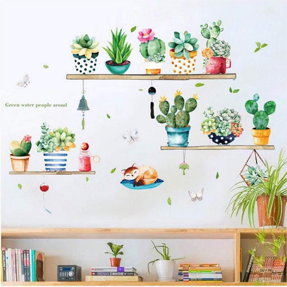 36pcs Plants Wall Decor Decal, Cactus Green Plants Pastoral Style Wall Stickers